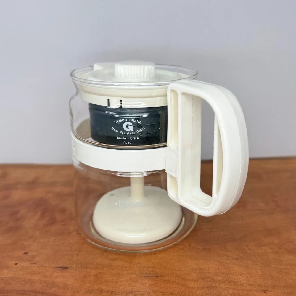 Vintage Gemco The Micro-Perk Microwave Coffee Percolator Glass White C-32 USA
